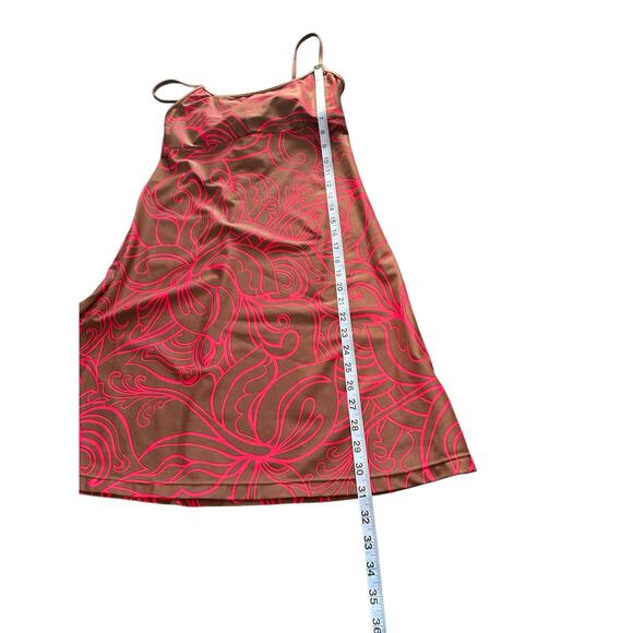 Athleta Brown Red Nylon Spaghetti Strap‎ Vacation Travel Beach Swim Dress Medium - Picture 10 of 10
